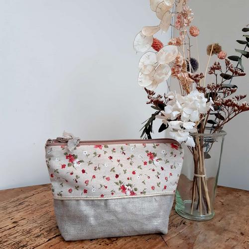 Trousse de Maquillage petites fleurs brique